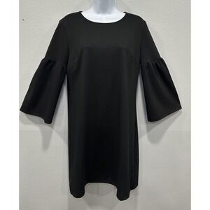 GAP Mini Dress Women's Size Medium Black 3/4 Wide Sleeves Zip Up Boho